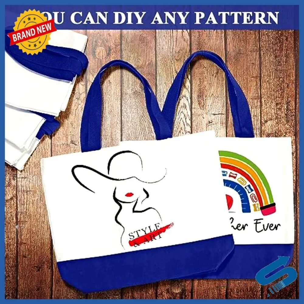 Large Canvas Tote Bags Reusable Grocery Shopping Beach Travel DIY Blank